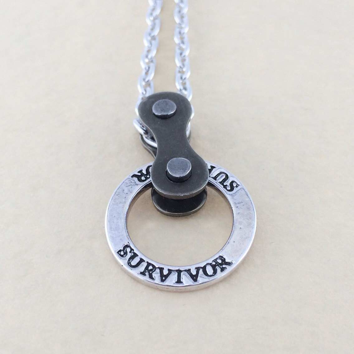 Survivor bicycle chain pendant cycling jewelry fixie bmx
