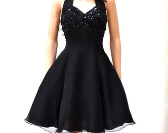 50s Vintage Prom Dress with Halter Dress Crinoline Skirt 90s Vintage ...