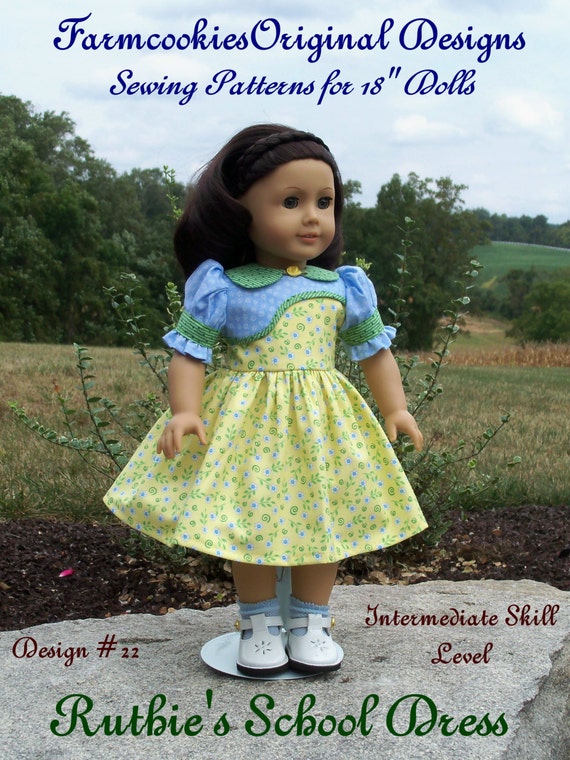 PRINTED Pattern / Ruthie's School Dress for American Girl Kit, Ruthie, Molly or other 18" Dolls