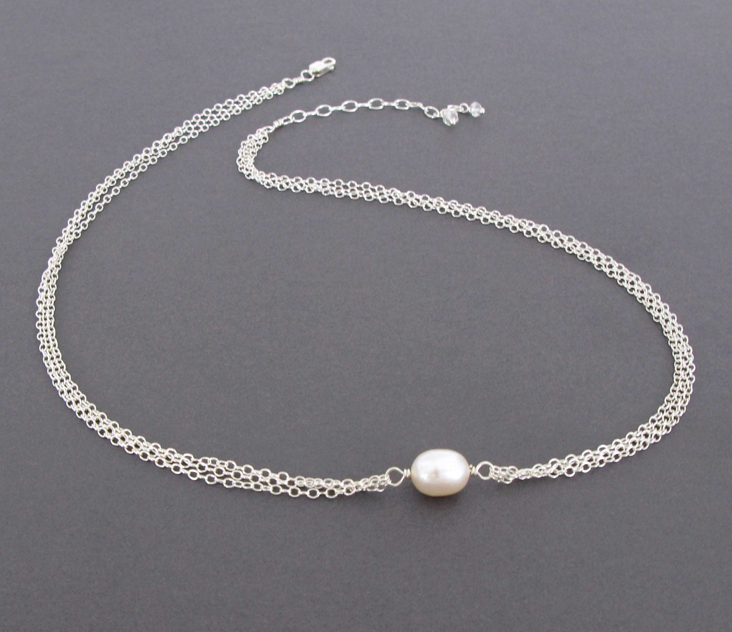 Single Pearl Necklace Genuine Pearl Jewelry White Freshwater