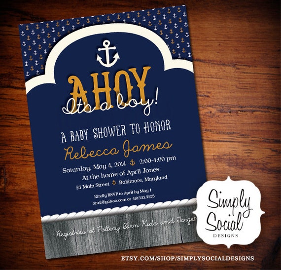 Ahoy It's a Boy Baby Shower Invitation by SimplySocialDesigns