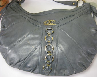 Vintage Just Cavalli Leather Hobo Shoulder Bag Italy