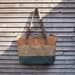 Waxed canvas shoulderbag carry all with leather handles, 3 color bag COLLECTION UNISEX