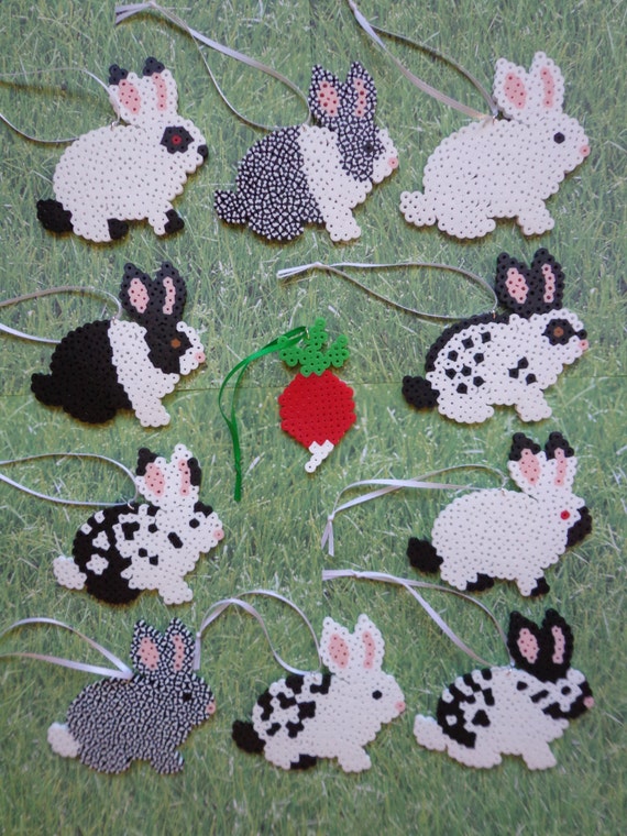 hama bead pattern rabbit Bead Perler similar Items Rabbit to and Bunny White Black