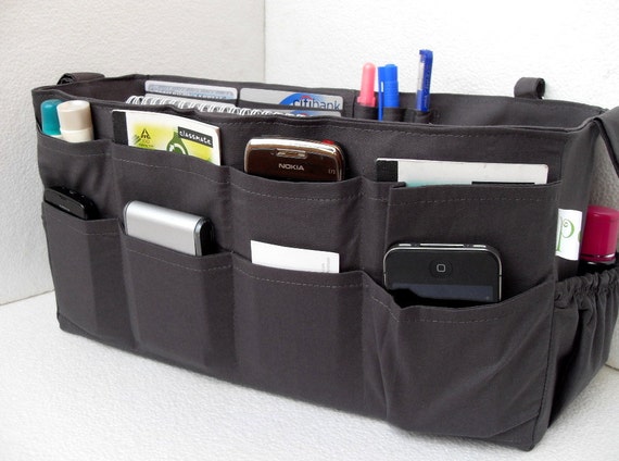 Extra large size Purse organizer with laptop padded case - Bag organizer insert in Gray ...