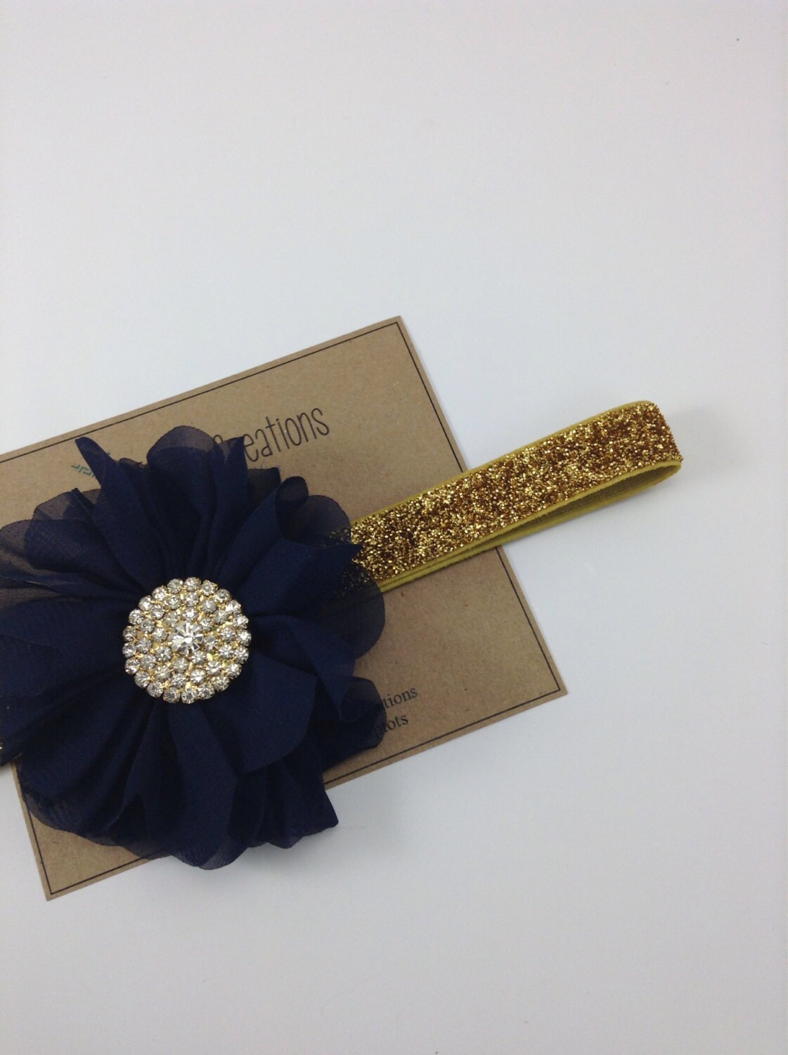 Navy & Gold Headband Headband Ballerina Flower by turniptots