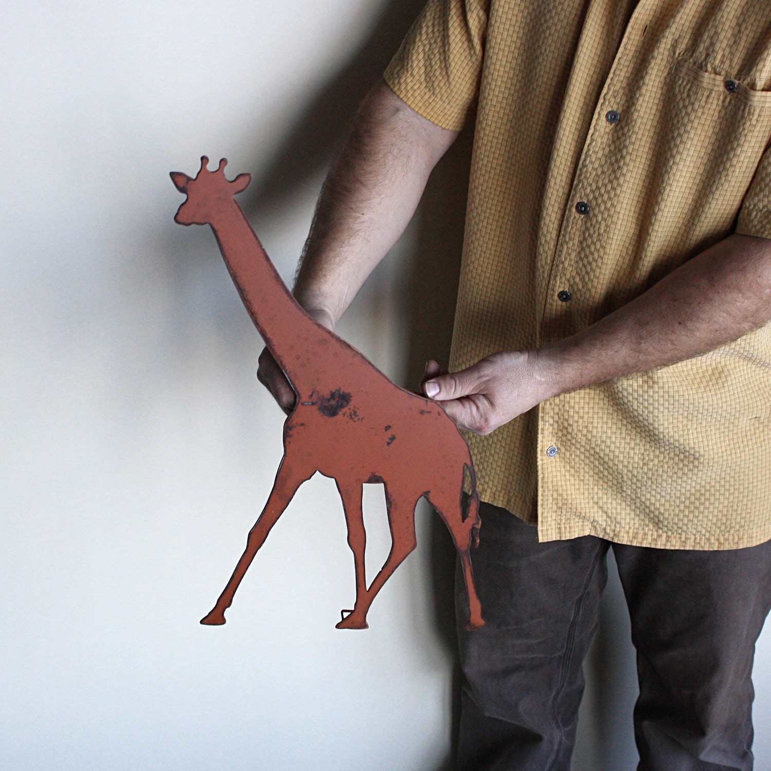 Giraffe metal wall art 19 tall x 15 wide terra