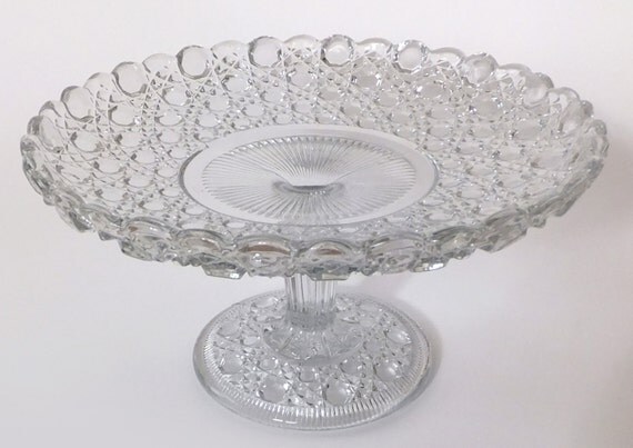 Glass cake stand / cake pedestal antique Davidson Glass cake stand / cake pedestal antique Davidson