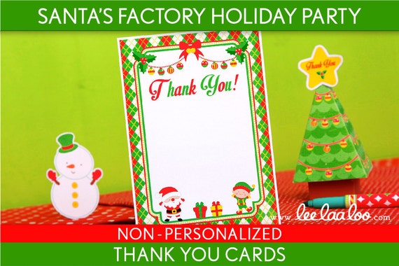 Santa’s Factory Holiday Party - Thank You Card & Bonus: Party Sign NonPersonalized Printable // Santa’s Factory - H3Nl Il_570xn