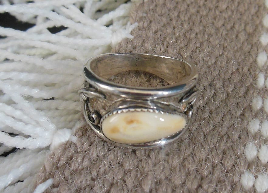 Elk Tooth Wide Band Ring