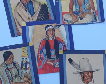Set of 5 Vintage Winold Reiss, Northern Railroad Calendar Tops, Native American/Indian PRICE REDUCED