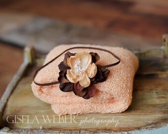 Baby Wrap Set, Stretch Newborn Wrap, Baby Photo Prop, Newborn Photo Prop Girl, Peach Newborn Headband, Newborn Wrap Set, Peach Baby Wrap