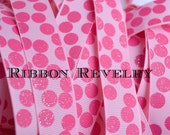 Raspberry glitter silly dots printed on light pink 7/8" grosgrain ribbon-High Quality Valentines Easter Il_170x135