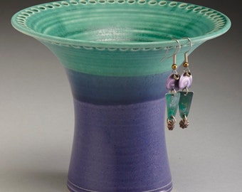 Ceramic Earring Holder - Turquoise and Purple
