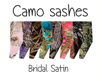 Camo sash camouflage belt realtree mossy oak true timber orange pink white purple and more