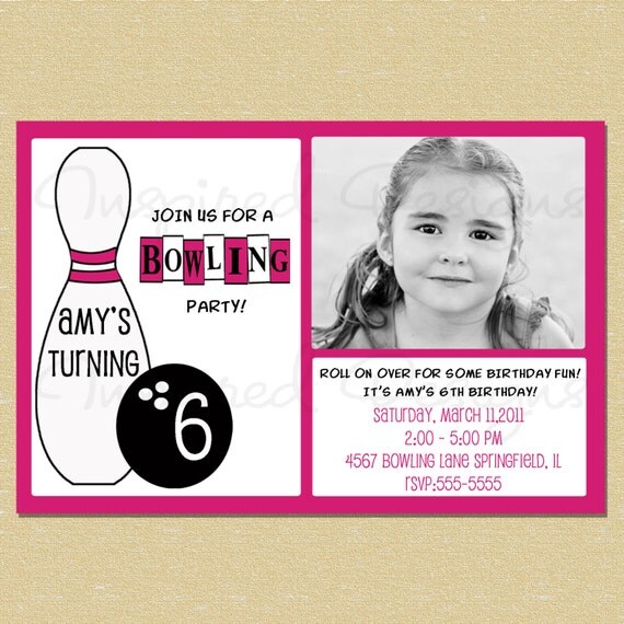 Hot Pink Girl Bowling Birthday Invitation - Any Age Il_570xn