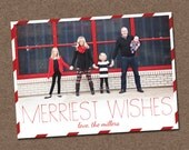 Christmas card design- Photo holiday cards printable, back side, red and white stripe, candy cane card Il_170x135