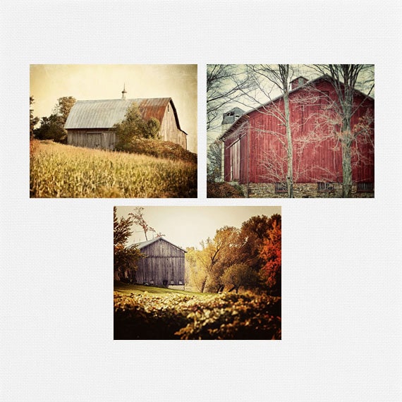 Rustic Print Set Rustic Barn Prints or Canvas Art Farmhouse