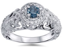Vintage blue diamond engagement rings