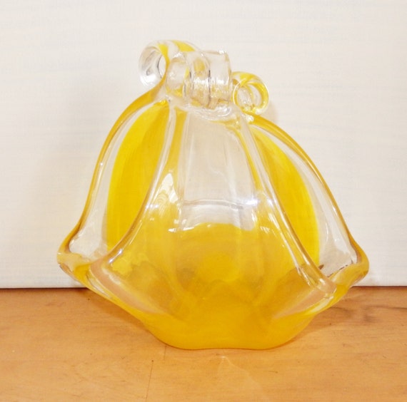 Retro Murano glass basket in yellow glass by MyHighStreetBoutique