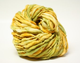 Handspun Thick and Thin Merino Yarn Slub ttS(tm) Hand dyed Self Striping Harvest