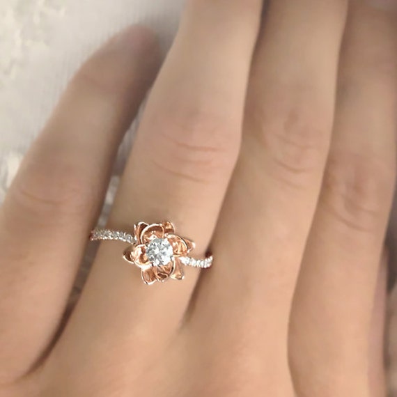 Flower Design Diamond Engagement Ring Settings 14k White Gold or 14k ...