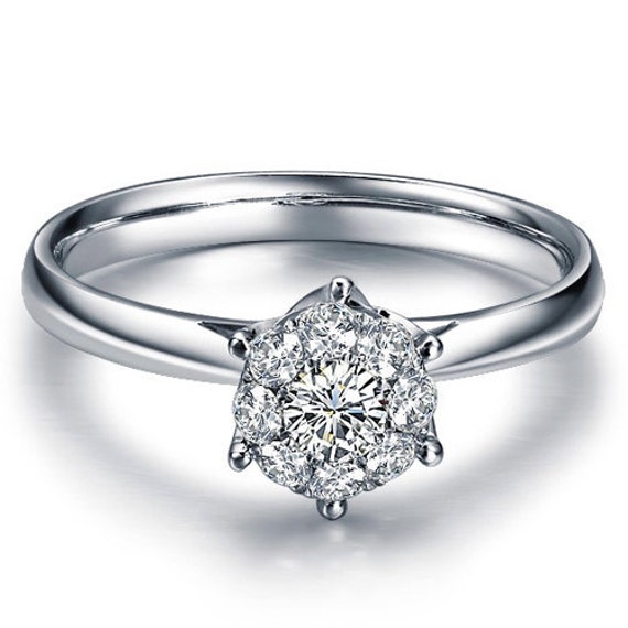 Cluster Settings Round Cut Diamond Engagement Ring by ldiamonds