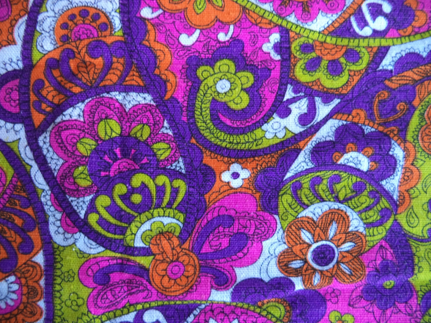 Neon Fabric Vintage Psychedelic Paisley And Flower By Bohorain