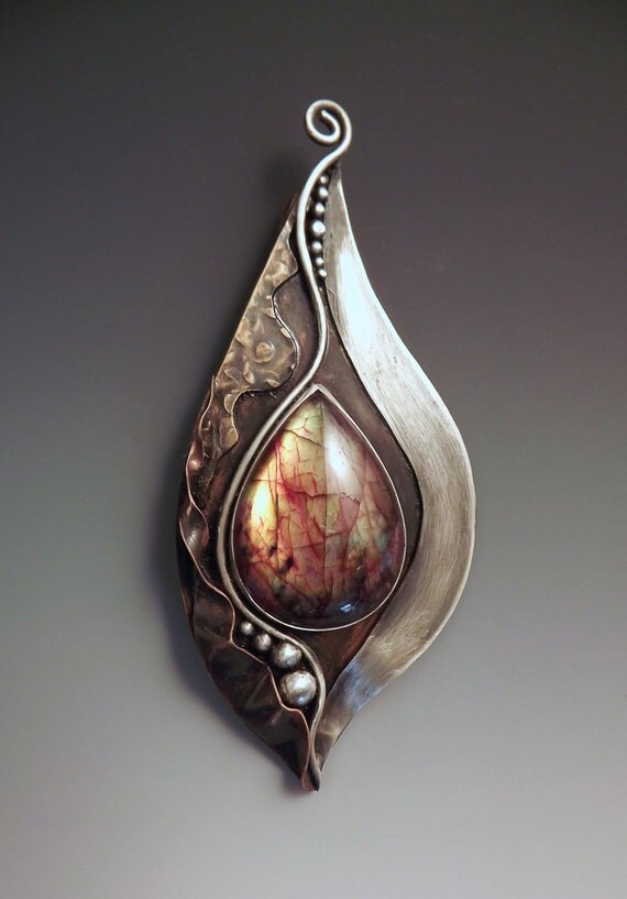 Labradorite Mixed Metal Art Statement Necklace