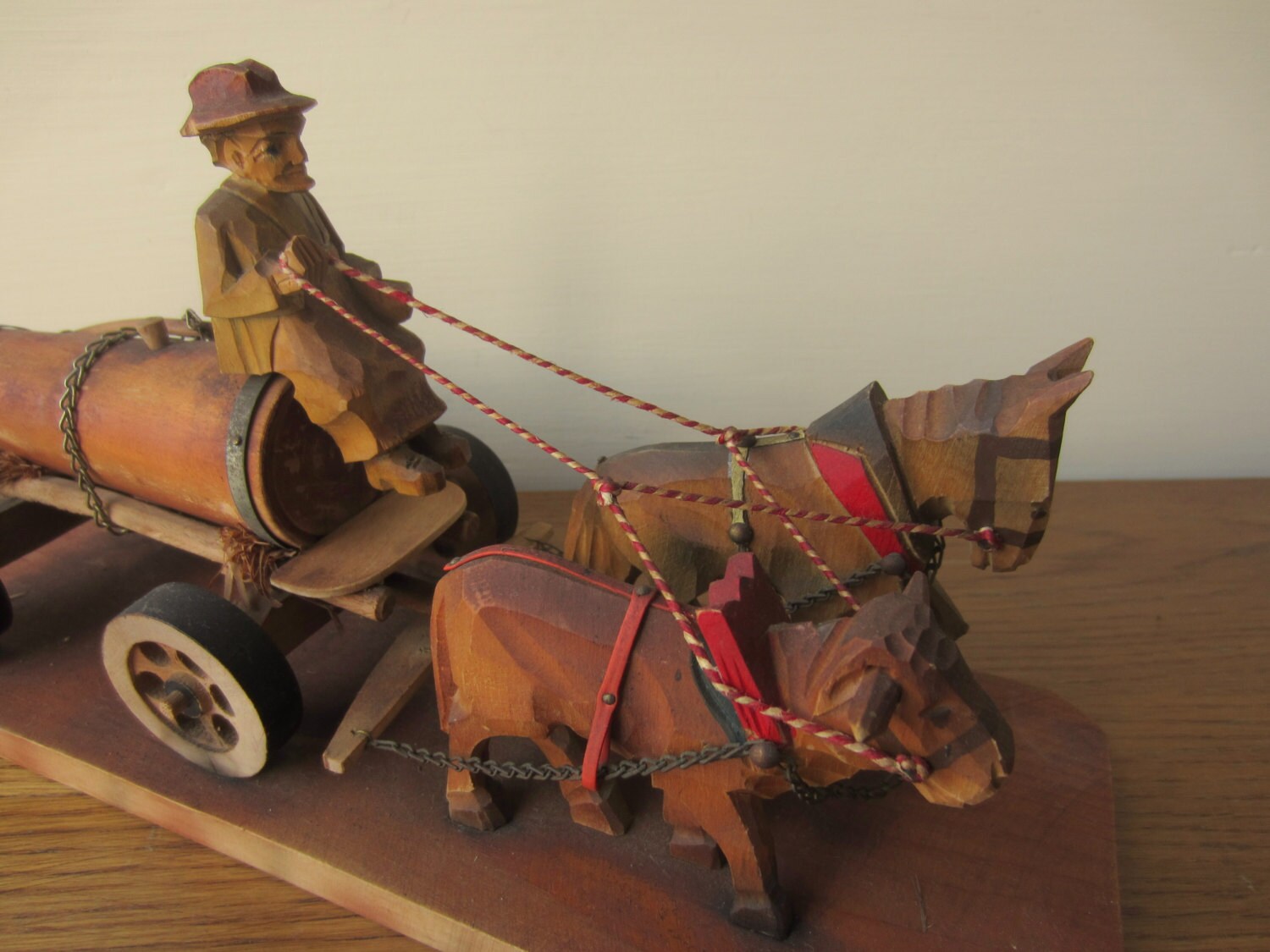 Primative horse and ox drawn water wagon. by ModelVintage on Etsy