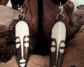 Large African Bone Mask Earrings