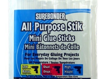 Mini Glue Sticks (25 ct) - for use with low, dual or high temperature glue guns - Craft Adhesive permanent clear for metal fabric