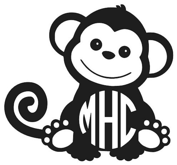 Monkey Decal Monogram Monkey decal Personalized by BrownEyedCuties