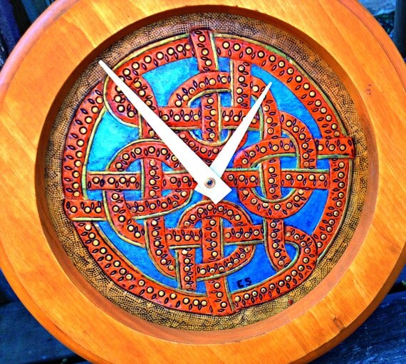 CelticIrish Clock Leather Clock Clock Art Knotwork