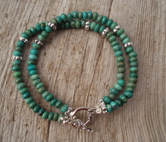 Turquoise & sterling silver double bracelet