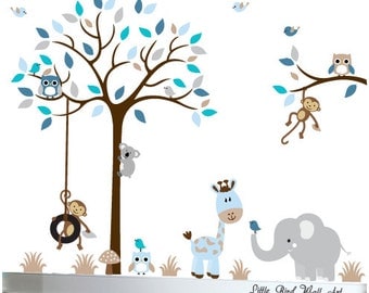Nursery wall decal tree children's wall decals owls decals