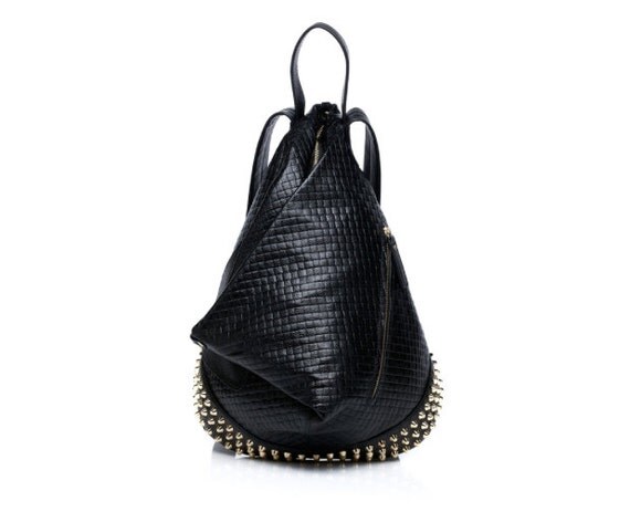 black studded slouch bag