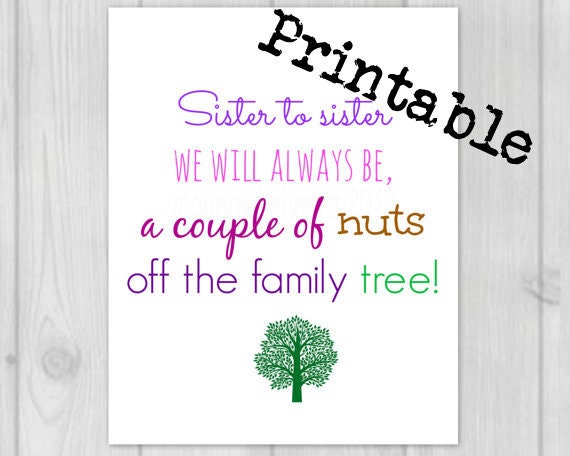 Sister Gift from Sister Printable Quotes Printable Gift