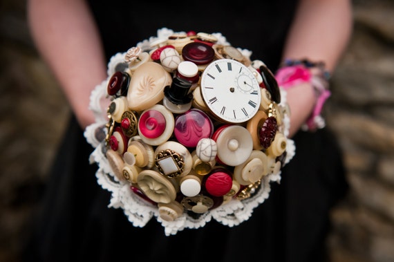 Steampunk Button Bouquet - alternative bridal wedding bouquet steampunk buy now online