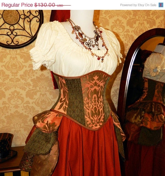 MOVING SALE Steampunk Patchwork Waspie Corset - Deluxe - Terracotta ...