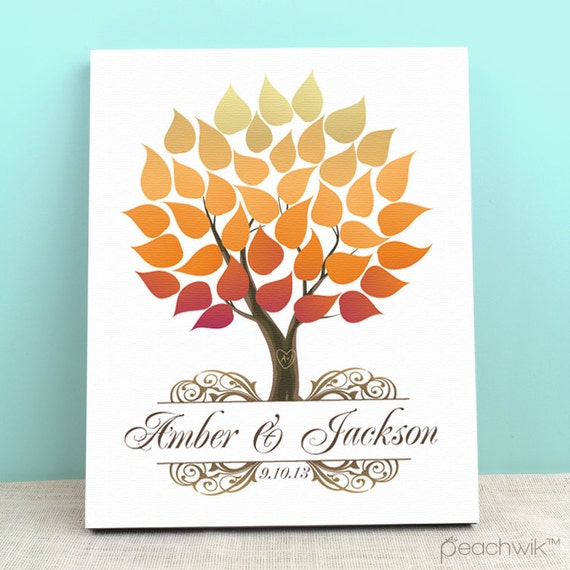 Guest Book Canvas Fall Wedding Guest Book Alternative by peachwik