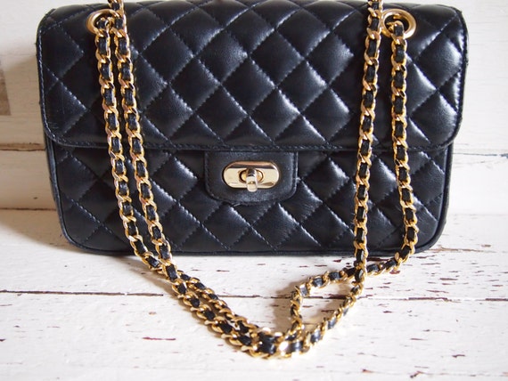KORET Quilted Black Leather Chain Strap Handbag Evening Bag