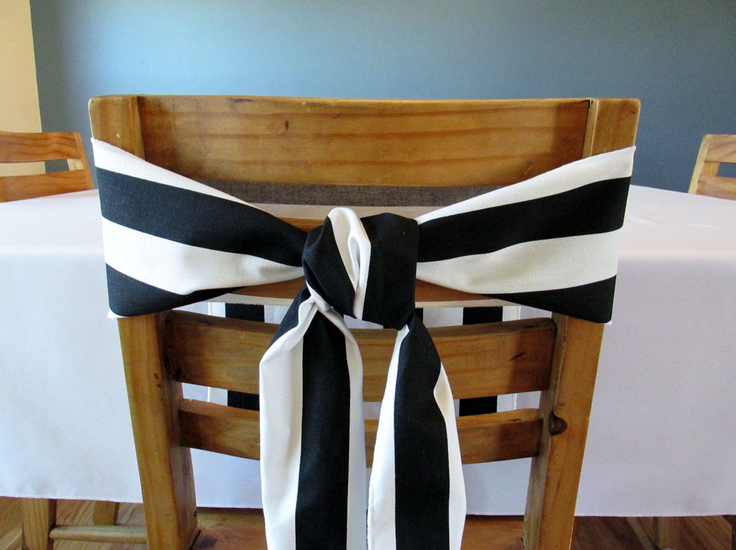 Black and White Striped Chair Sash Select a Size and Thread