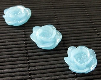 Sky Blue Rose Flower Refrigerator Magnets. Set of Three. Blue Flower Magnets. Handmade Home Decor.