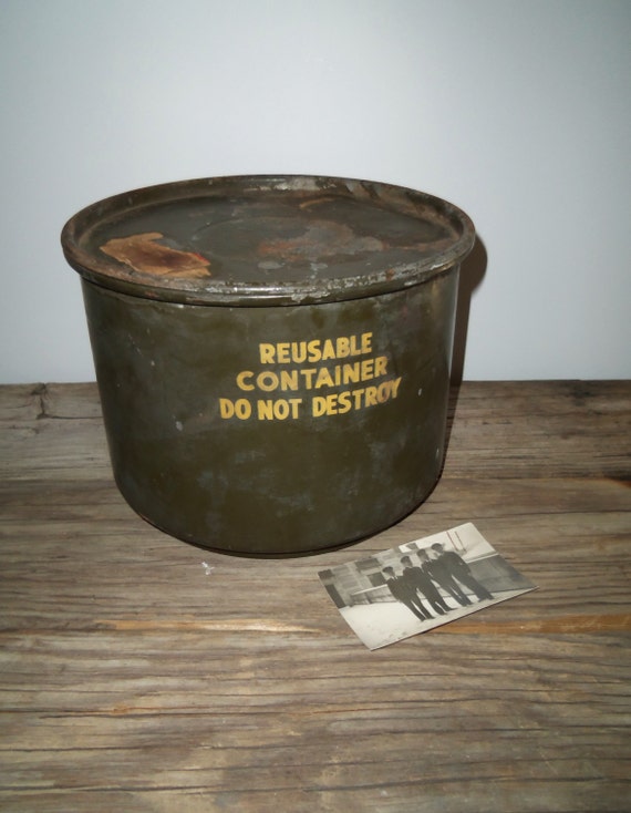 Industrial Army Container Metal Box with Lid Planter