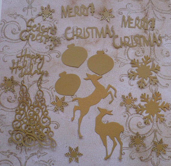 Pre-cut Die Cuts Merry Christmas words / phrases asst. color