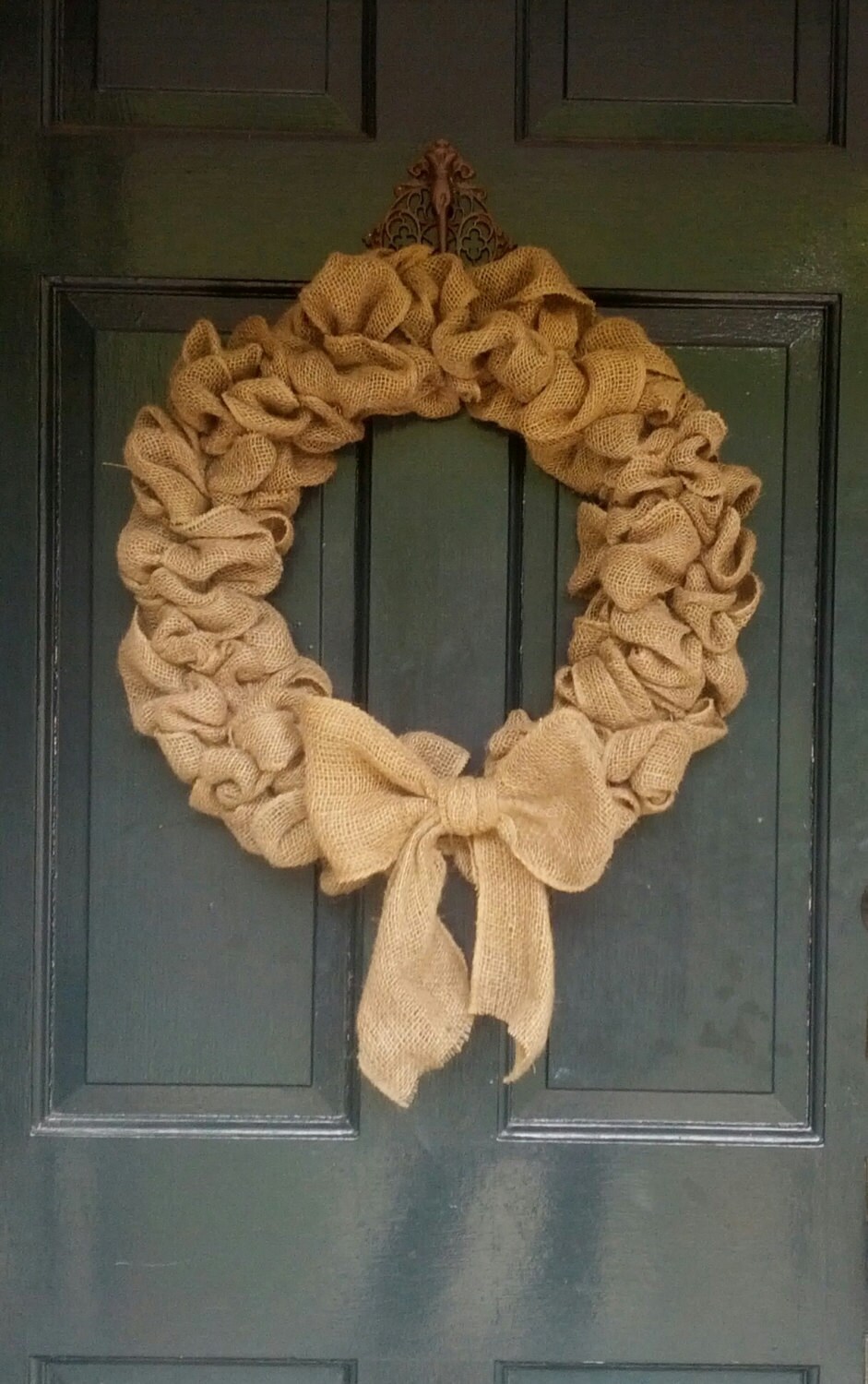 simple burlap wreath with big burlap bow on bottom front door simple burlap wreath with big burlap bow on bottom front door