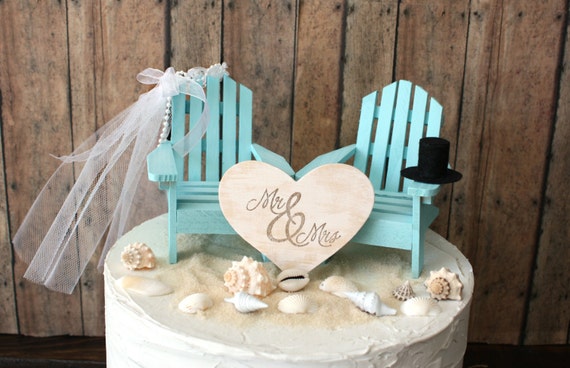 Custom Adirondack chairs wedding cake topper-beach