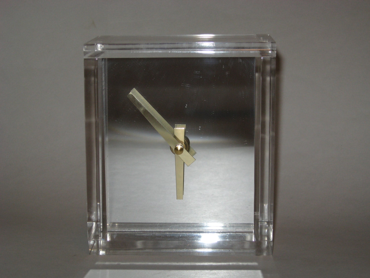 Jaz France Lucite & Mirrored Desk Mantle Clock Rare Mid