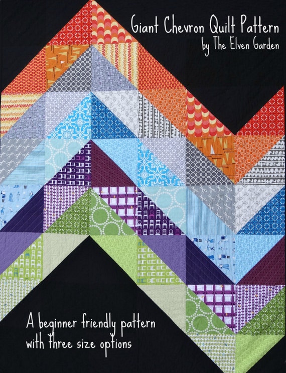 Giant Chevron Quilt Pattern, Baby, Lap and Twin size options